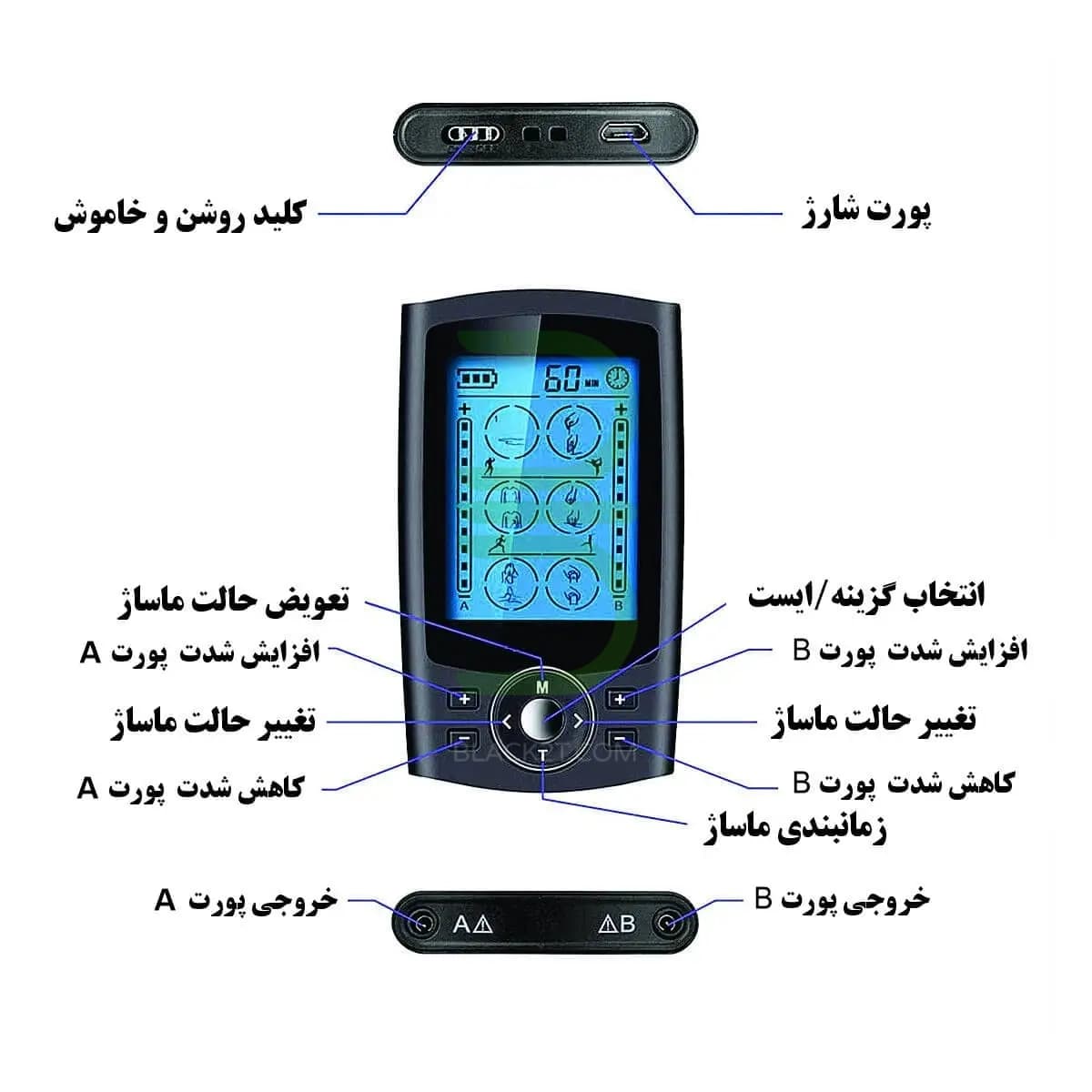 ماساژور تنس عضلانی 12 پد مدل AS2080-A155 — تصویر ۵