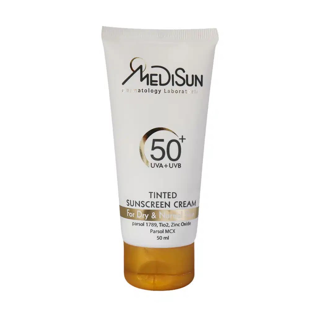 کرم ضد آفتاب رنگی مدیسان SPF50 مناسب پوست معمولی و خشک 50 میلی‌لیتر