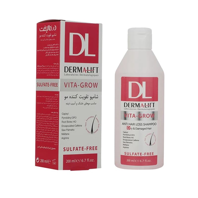 شامپو تقویت کننده موهای خشک درمالیفت مدل Vita-Grow حجم 200ml