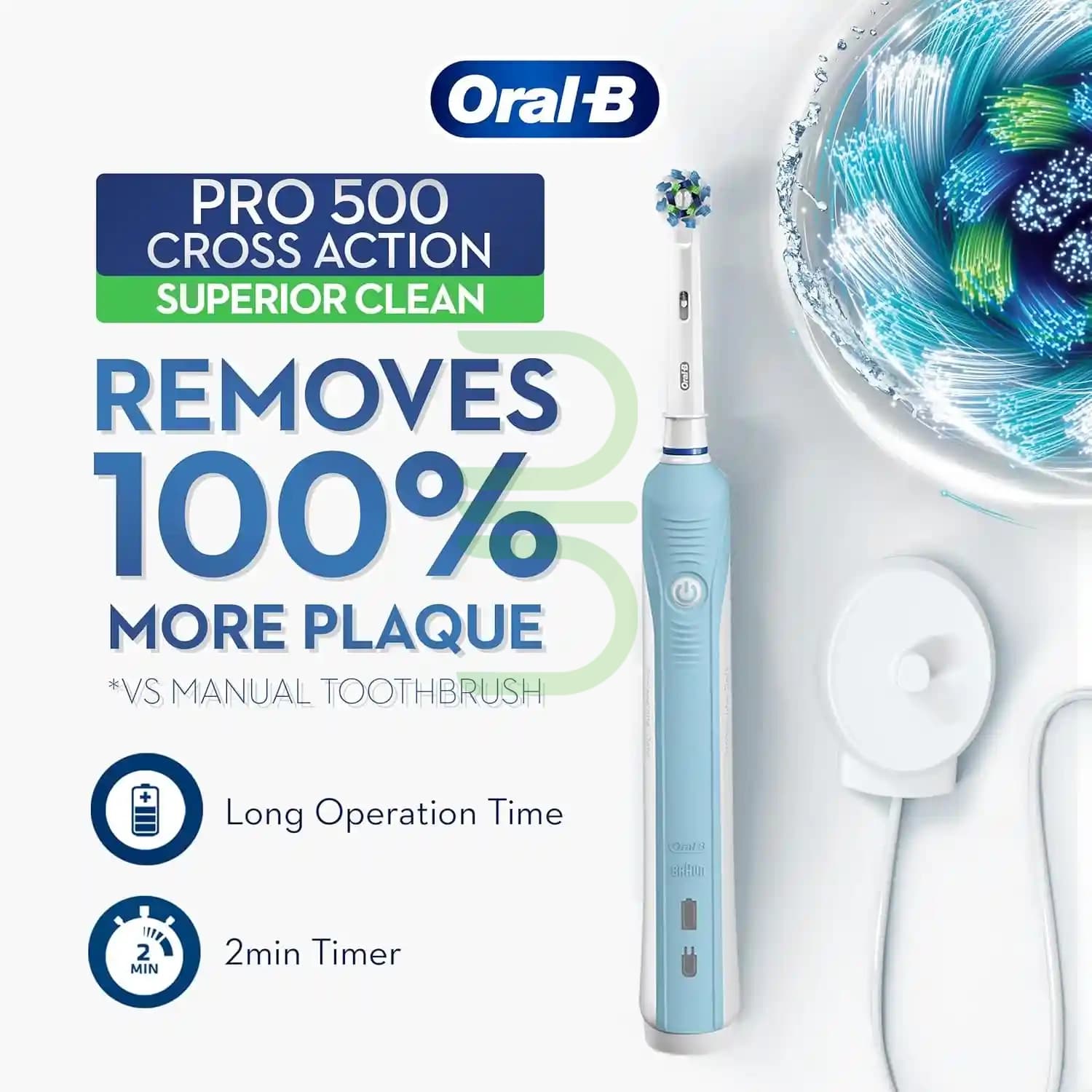 مسواک برقی اورال بی مدل PRO 500 | سفارش ژاپن، ساخت آلمان — تصویر ۳