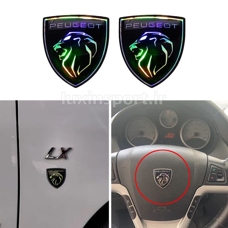آرم بدنه خودرو طرح شیر نوشته peugeot – مشکی – هفت رنگ – 8*7 سانت – بسته 2 عددی — تصویر ۹