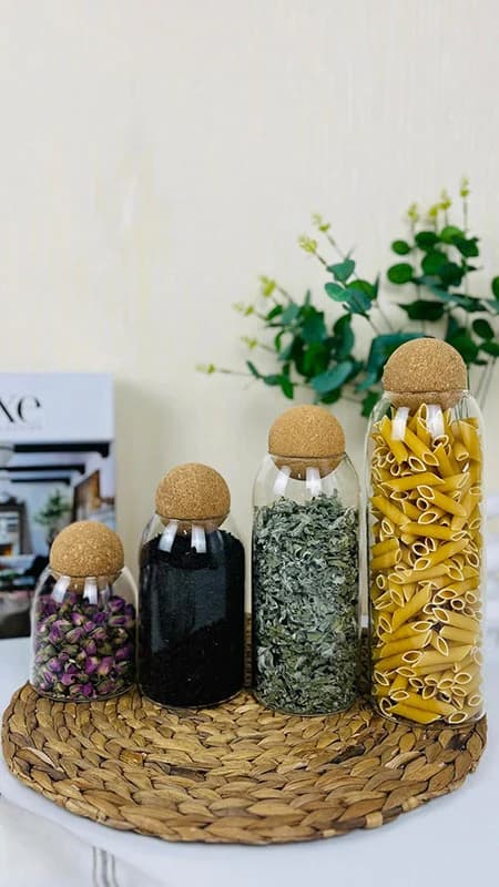 ست ۴ عددی بانکه پیرکس درب توپی | شفاف، ضدباکتری و کاربردی — تصویر ۲