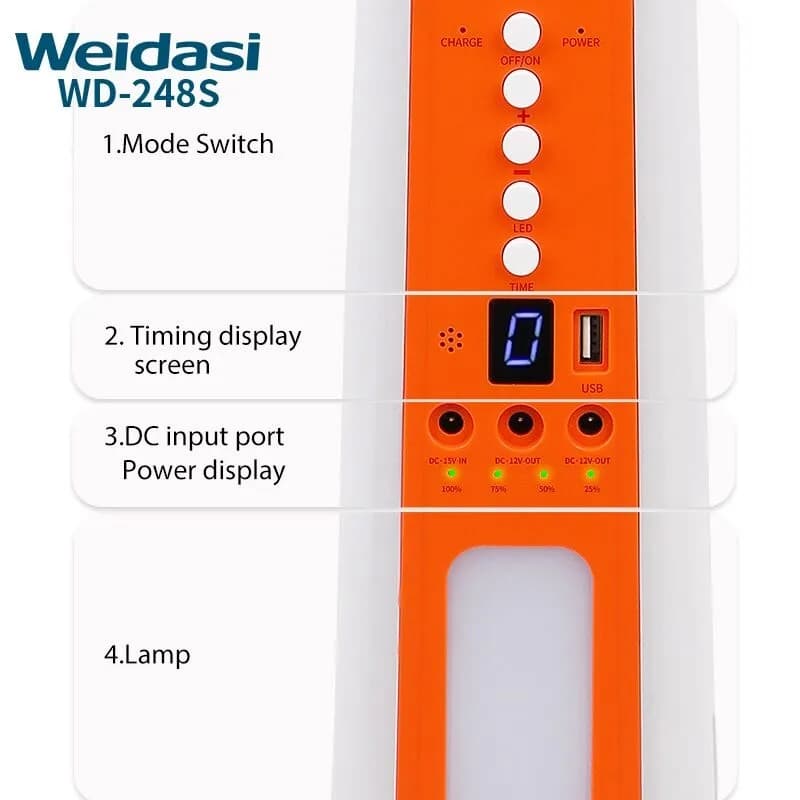 پنکه ایستاده شارژی 18 اینچ ویداسی مدل weidasi WD-248 با چراغ LED — تصویر ۱۲