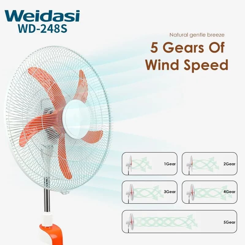 پنکه ایستاده شارژی 18 اینچ ویداسی مدل weidasi WD-248 با چراغ LED — تصویر ۸