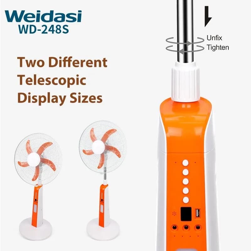 پنکه ایستاده شارژی 18 اینچ ویداسی مدل weidasi WD-248 با چراغ LED — تصویر ۵