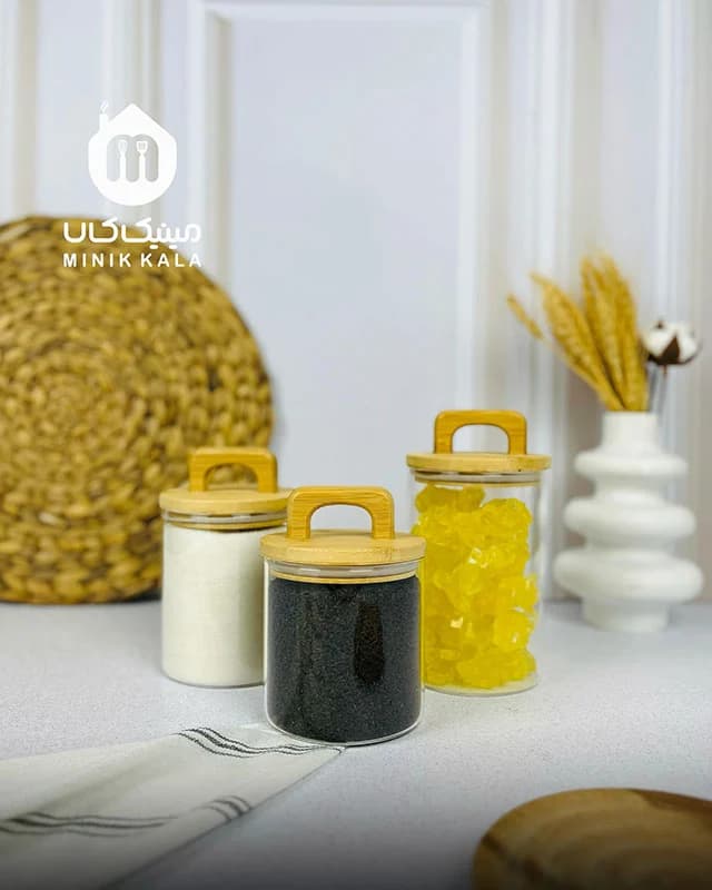 ست بانکه پیرکس طرح ZaraHome | سه‌عددی با درب بامبو