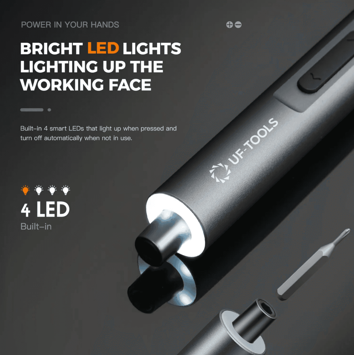 پیچگوشتی برقی UFTools مدل UF-882066 با 62 بیت مغناطیسی — تصویر ۶