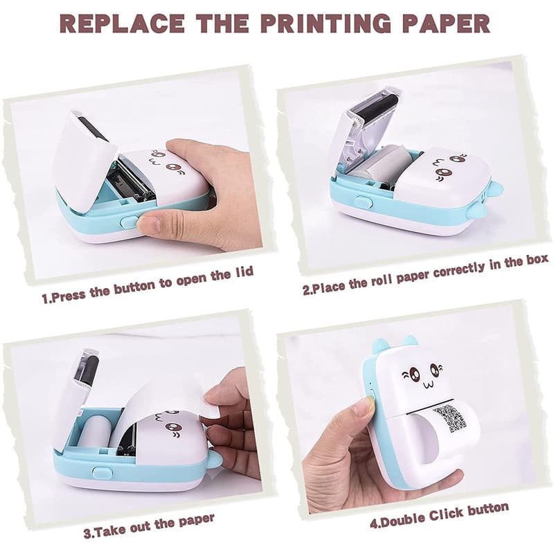 مینی پرینتر حرارتی مدل خرگوشی Eschen مدل ‎Portable Printer| MINI PRINTER — تصویر ۴