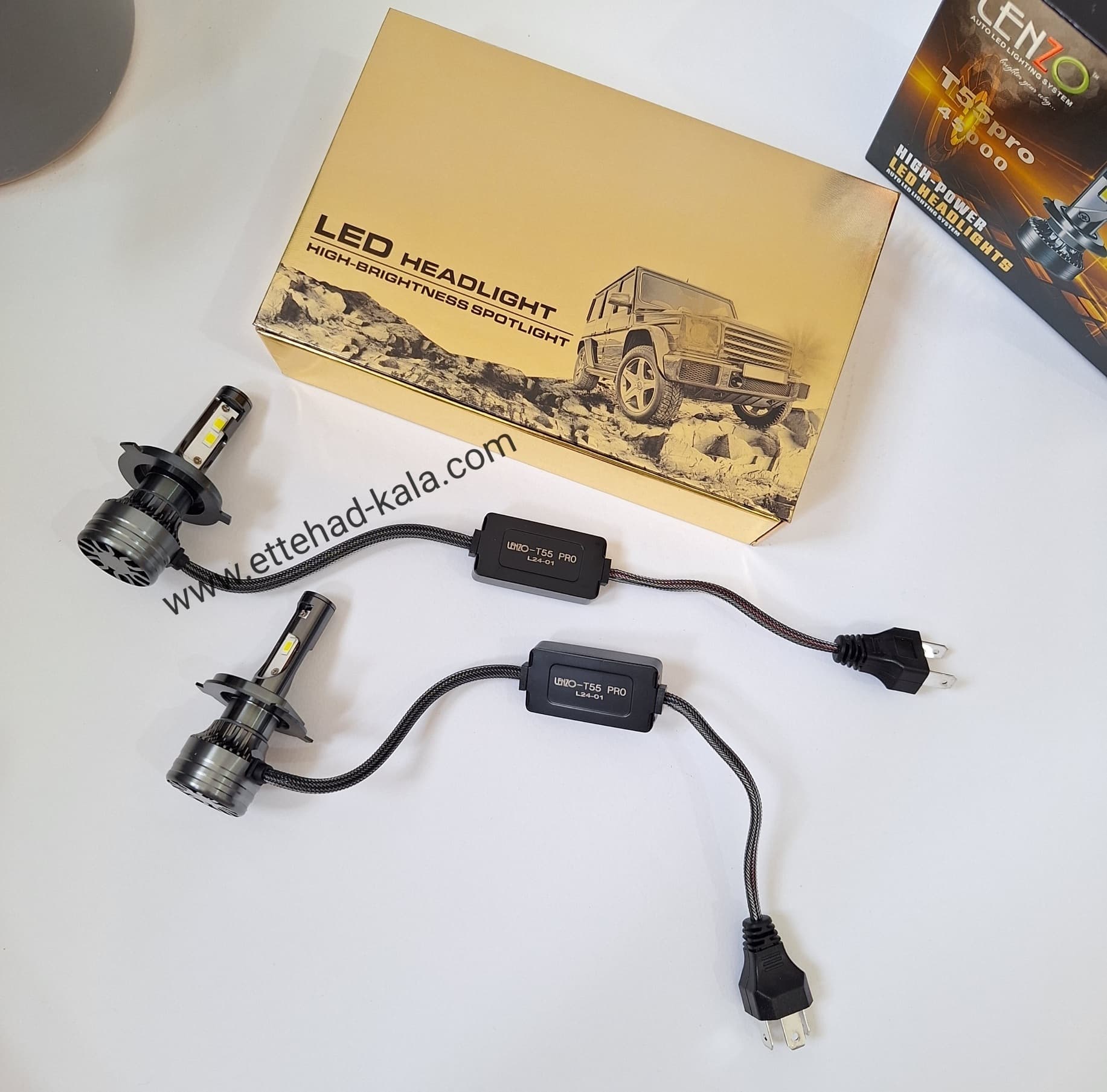 هدلایت H4 (3 خار)T55 PRO LENZO مناسب پراید-ساینا-کوییک-پژو 405-تندر — تصویر ۵