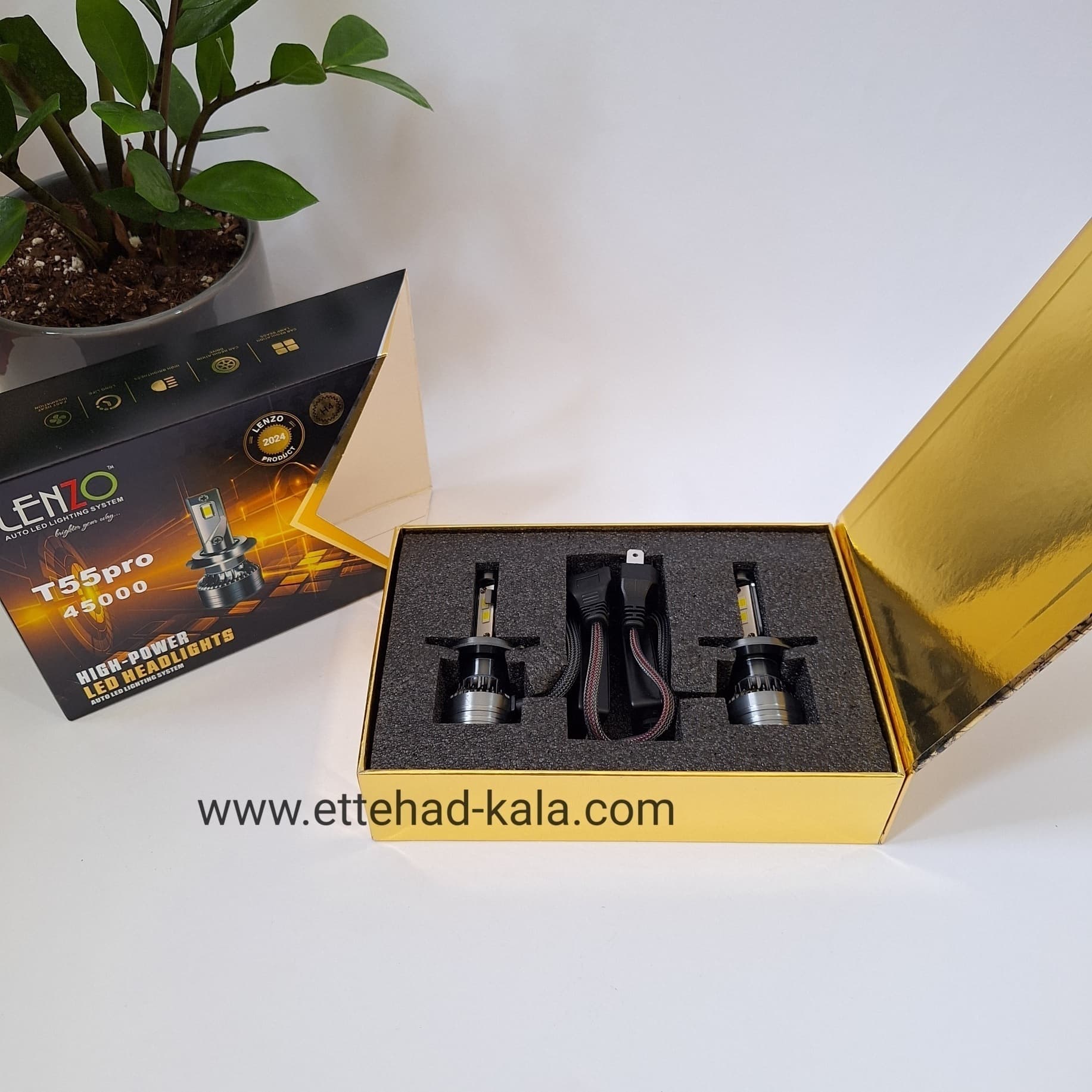 هدلایت H4 (3 خار)T55 PRO LENZO مناسب پراید-ساینا-کوییک-پژو 405-تندر — تصویر ۴