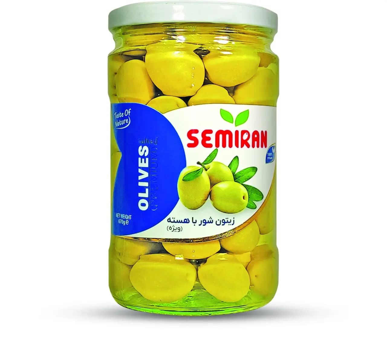 زیتون شور با هسته ویژه (خیلی درشت) 680 گرمی سمیران