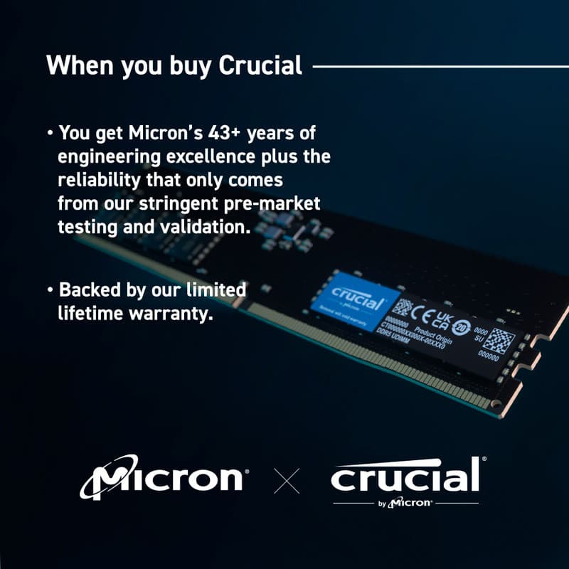 حافظه رم دسکتاپ کروشیال مدل Crucial 32GB DDR5 5200Mhz — تصویر ۴