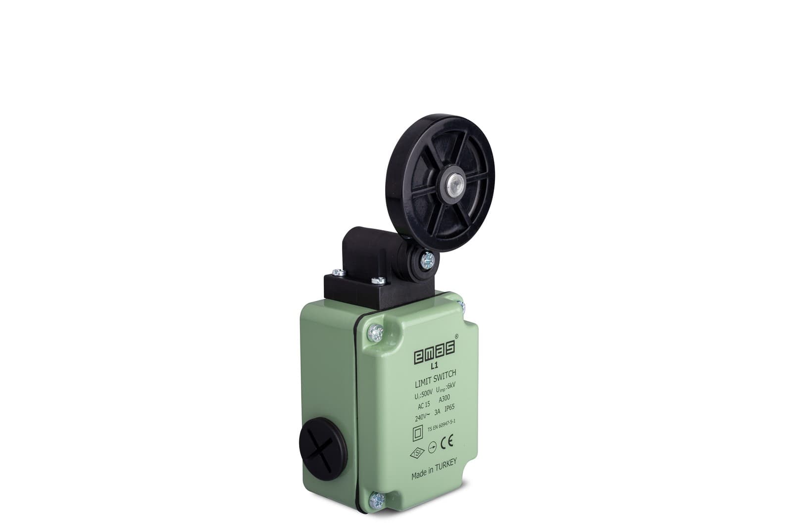 لیمیت سوئیچ بازویی غلتکی اماس Emas Rubber Roller Arm Snap Action 1NO+1NC Limit Switch L1K13MEL121 — تصویر ۲
