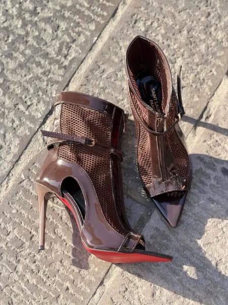 کفش پاشنه دار 10 سانت مدل توری کمربندی — تصویر ۴