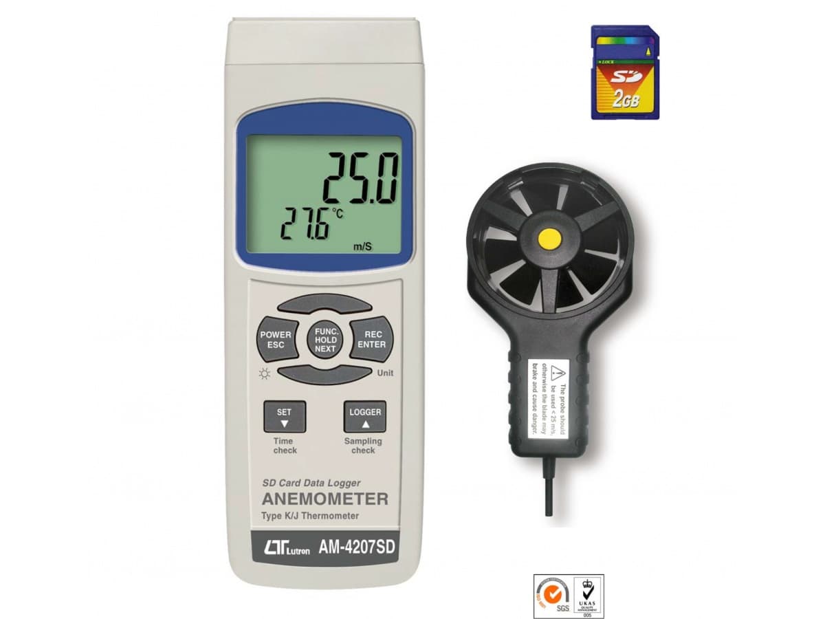 سرعت سنج باد لوترون (انمومتر) Lutron Anemometer AM-4207SD — تصویر ۲