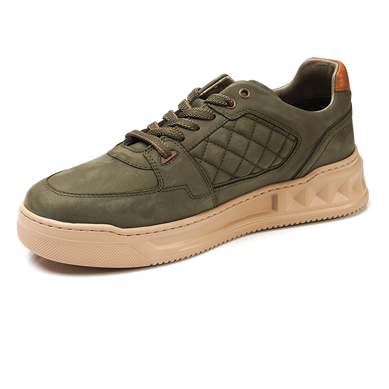 کفش مردانه اسنیکر Erkek Haki Hakiki Deri Sneaker Ayakkabı 3K1SA17002 گریدر — تصویر ۳