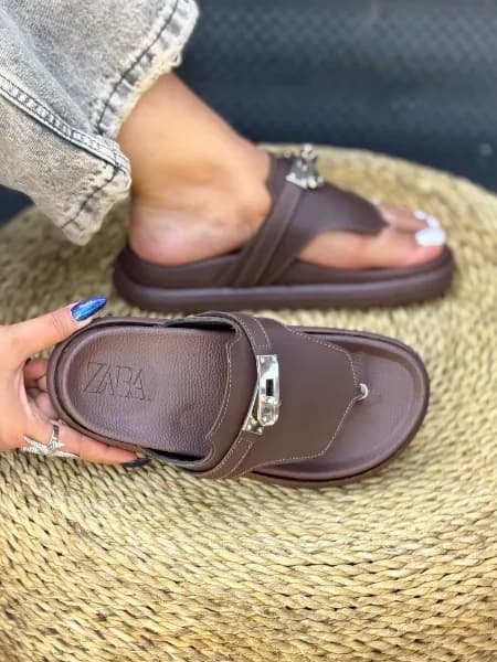 صندل لژ دار زارا مدل لا انگشتی — تصویر ۷