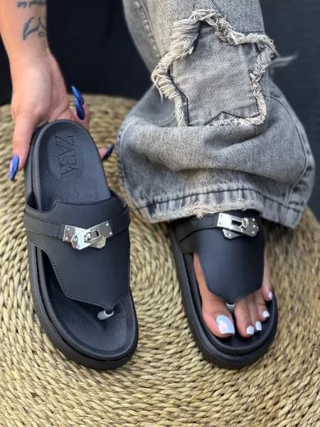 صندل لژ دار زارا مدل لا انگشتی — تصویر ۲