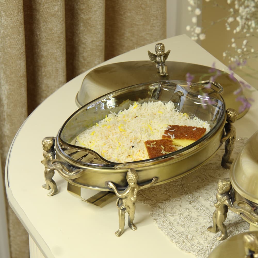 سوفله خوری بیضی بزرگ مدل فرشته برنجی کد 9803B — تصویر ۴