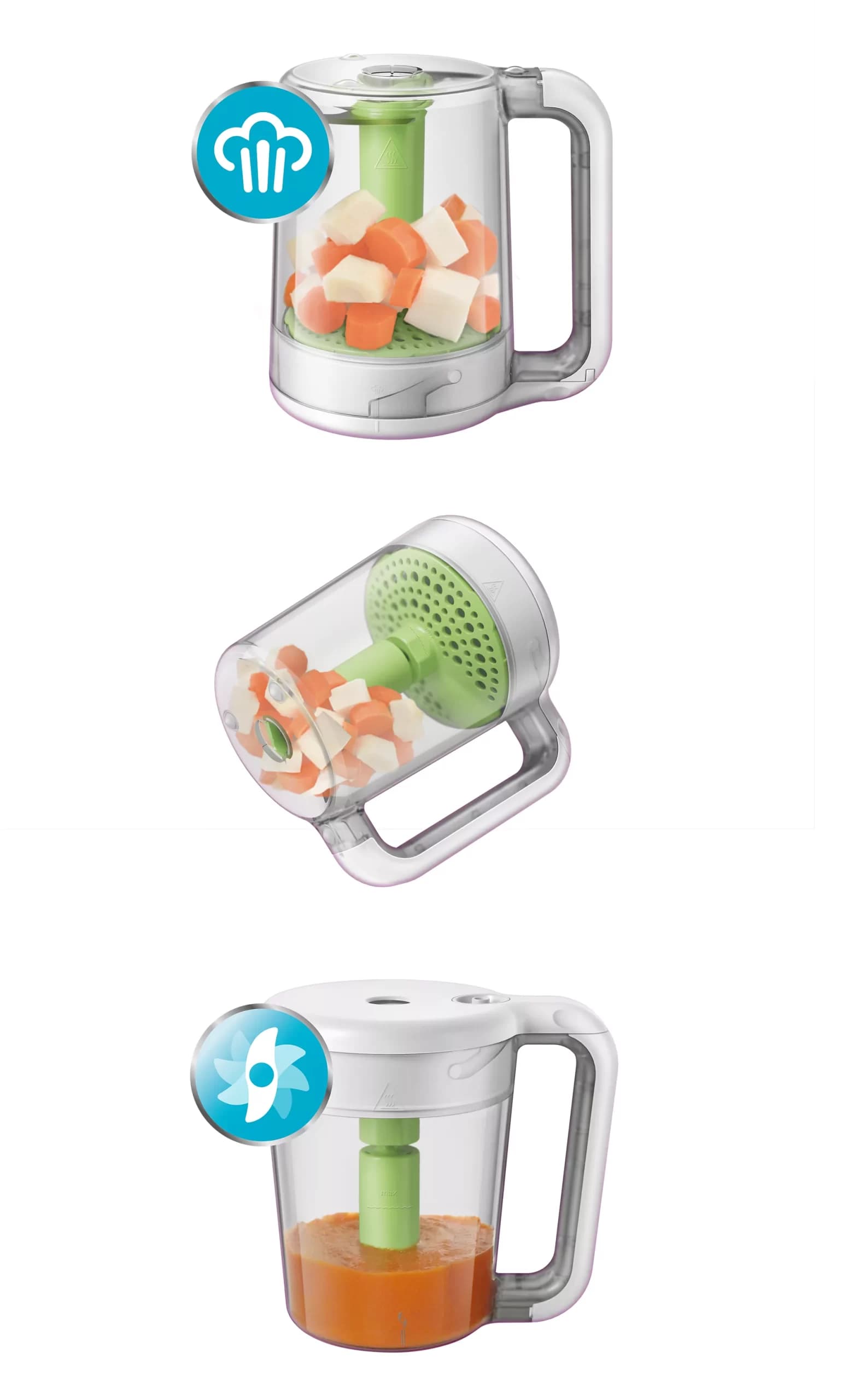 غذاساز کودک اونت فیلیپس بخارپز و محلوط کن Philips Avent Advanced Baby food steamer and blender SCF870/2 — تصویر ۱۲