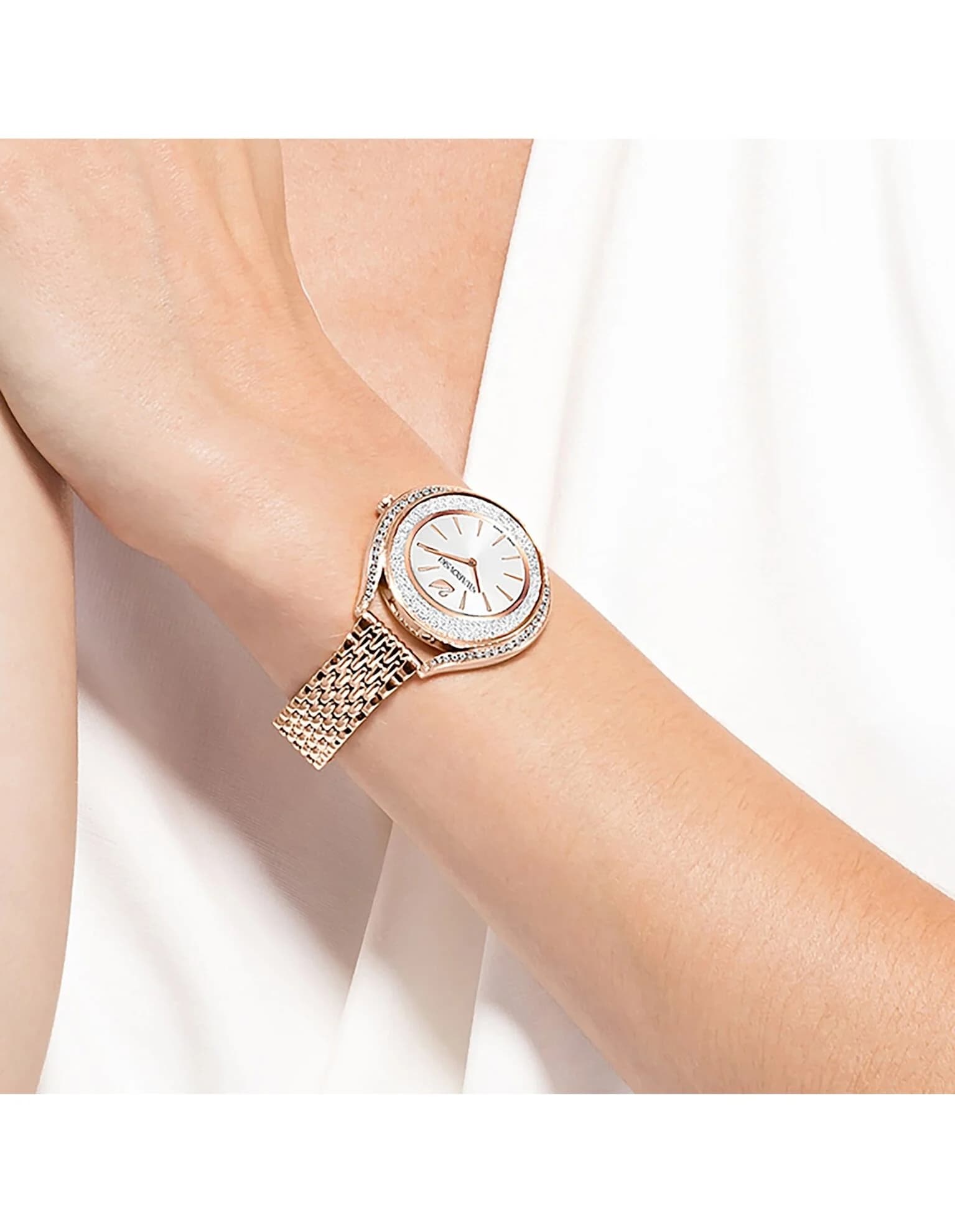 ساعت مچی رز گلد سوئیسی سواروسکی اورجینال Swarovski Crystalline Aura watch 5519459 — تصویر ۶
