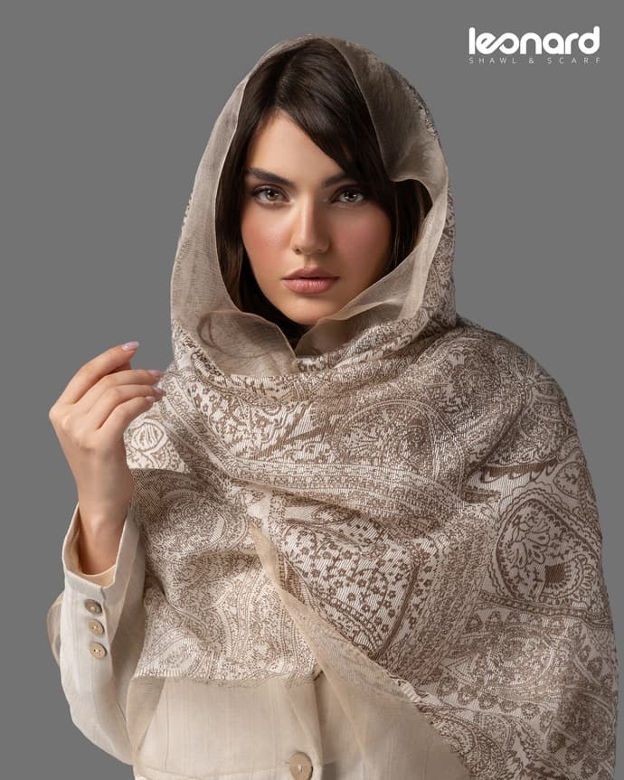 شال ابریشم تافته دولایه CH146 — تصویر ۶