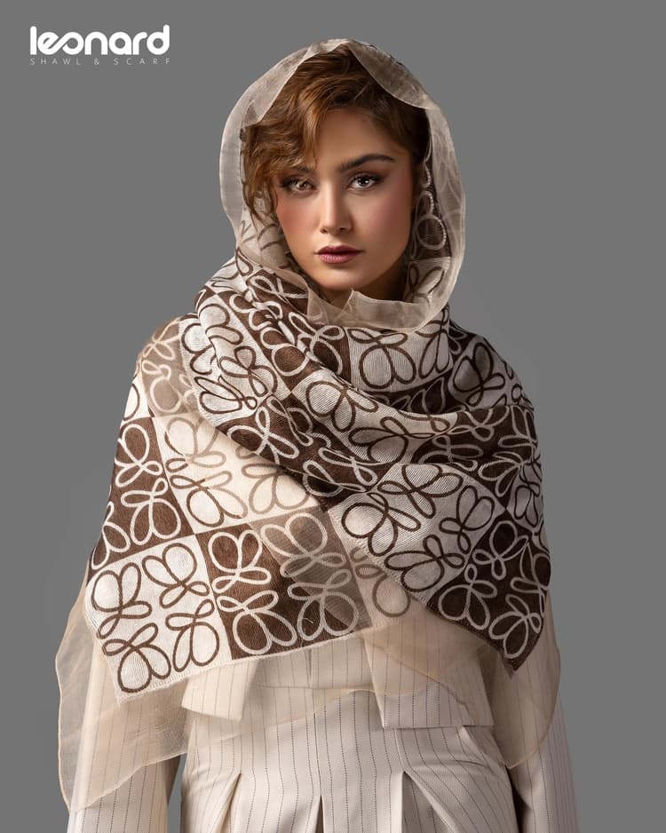 شال ابریشم تافته دو لایه ch144 — تصویر ۵