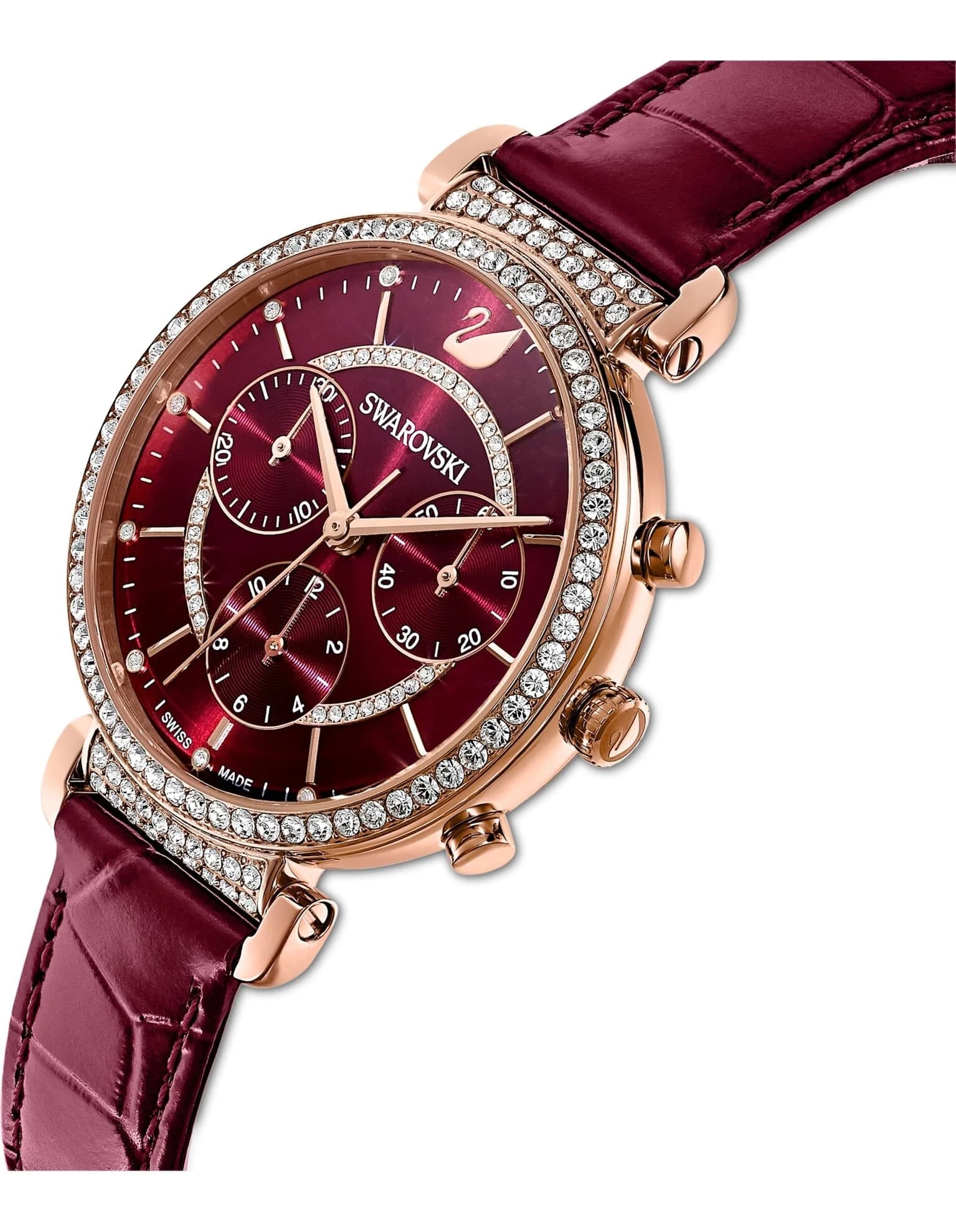 ساعت مچی قرمز سوئیسی سواروسکی اورجینال Swarovski Passage Chrono watch 5580345 — تصویر ۱۰