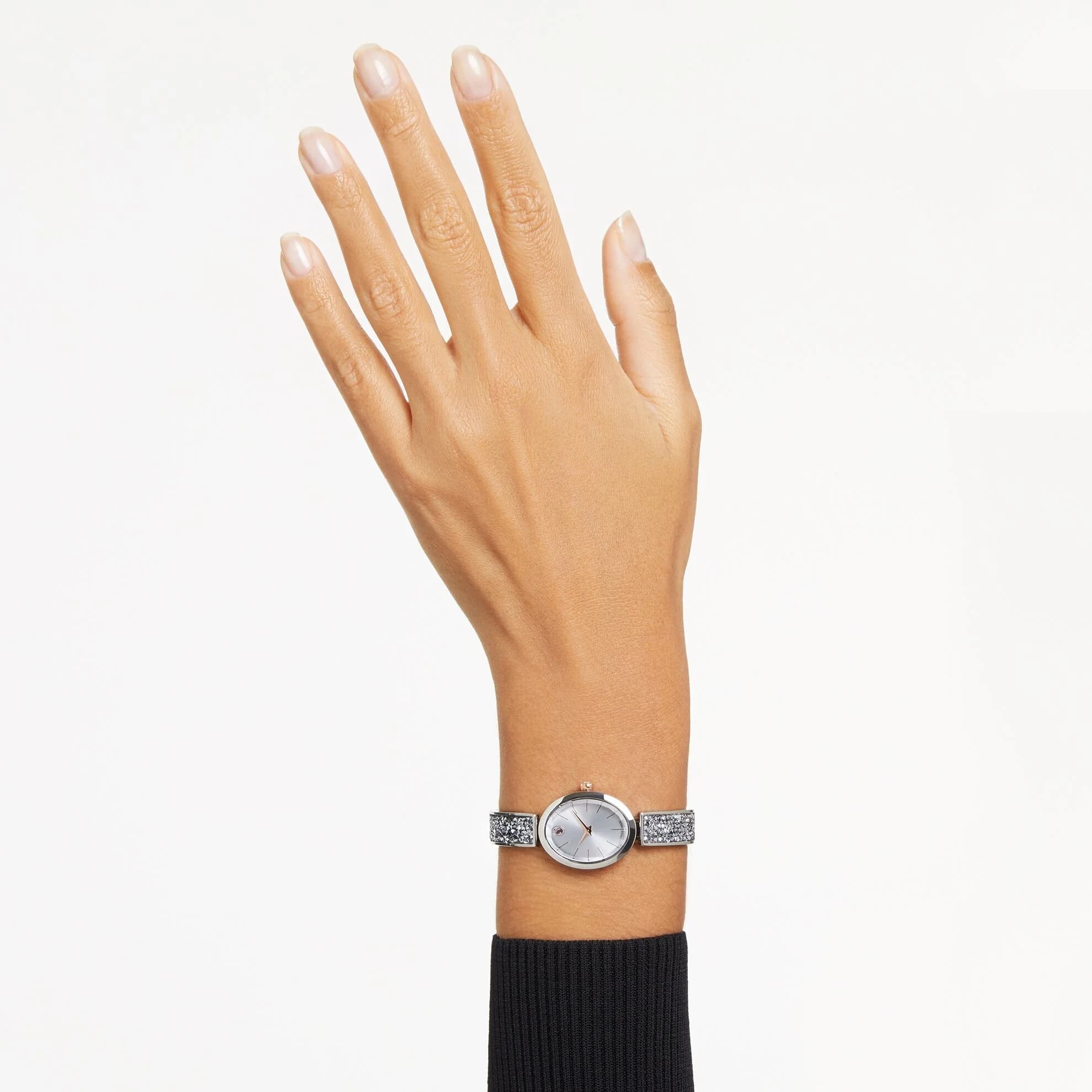 ساعت مچی نقره ای سوئیسی سواروسکی اورجینال Swarovski Crystal Rock Oval Saat watch 5656878 — تصویر ۶