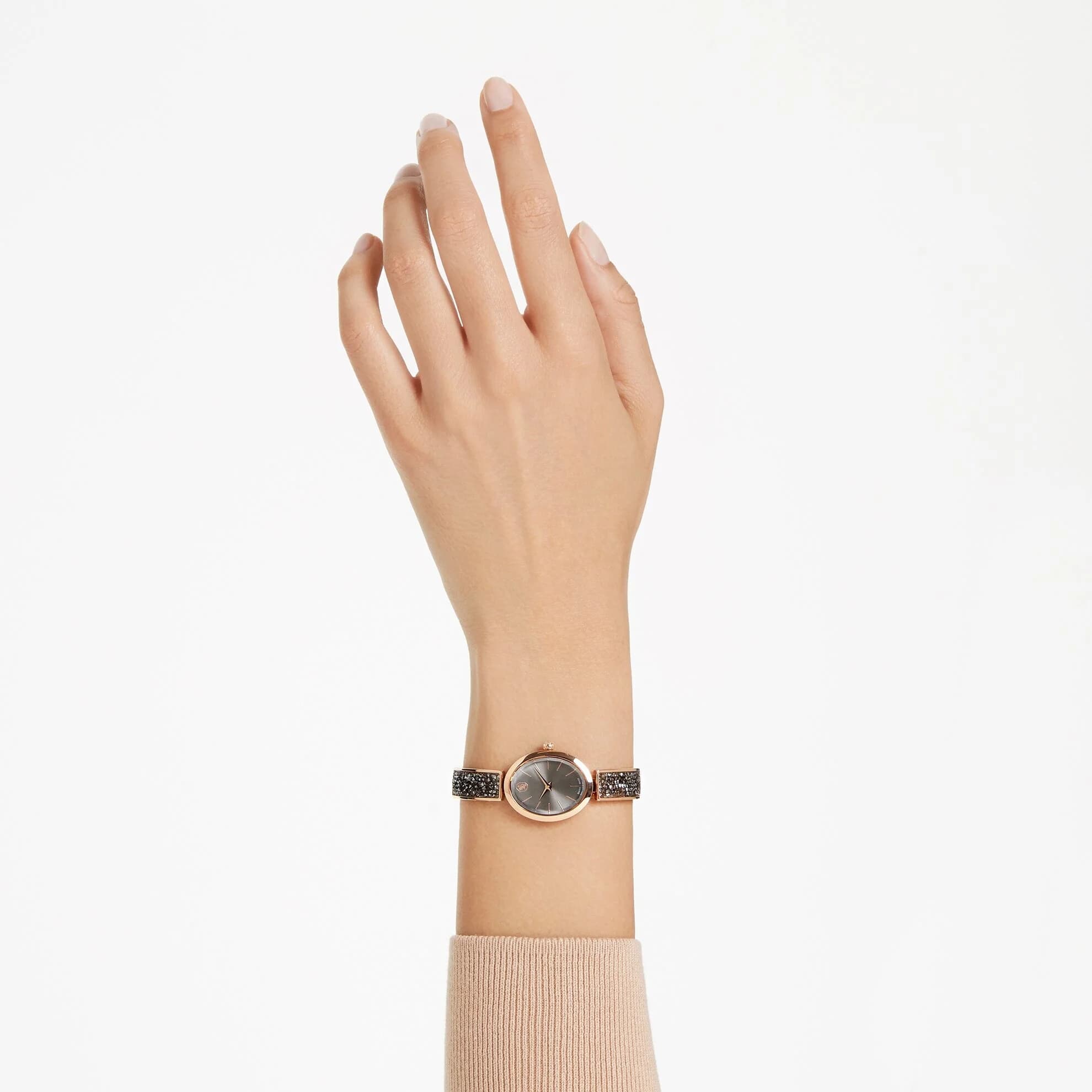 ساعت مچی مشکی سوئیسی سواروسکی اورجینال Swarovski Crystal Rock Oval Saat watch 5656857 — تصویر ۶