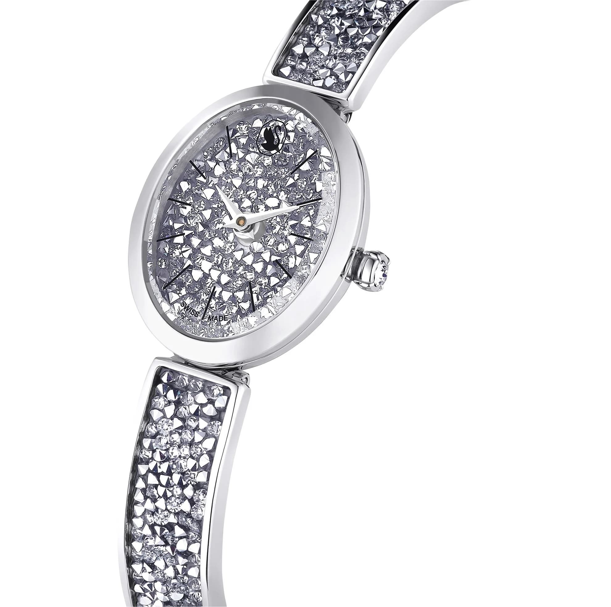 ساعت مچی نقره ای سوئیسی سواروسکی اورجینال Swarovski Crystal Rock Oval Saat watch 5656881 — تصویر ۵