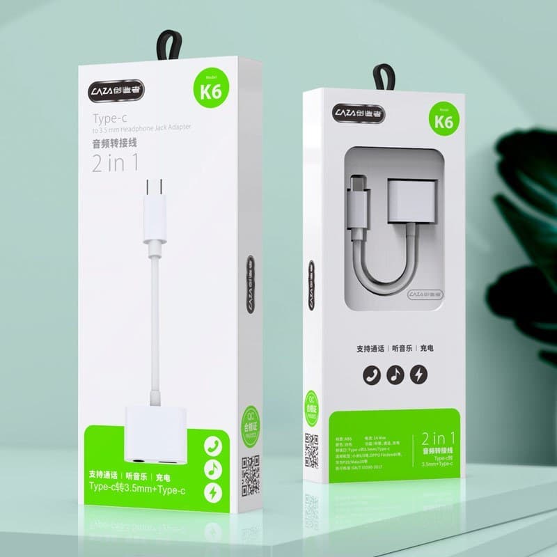 مبدل USB-C به AUX/ USB-C کی زا مدل K6 — تصویر ۳