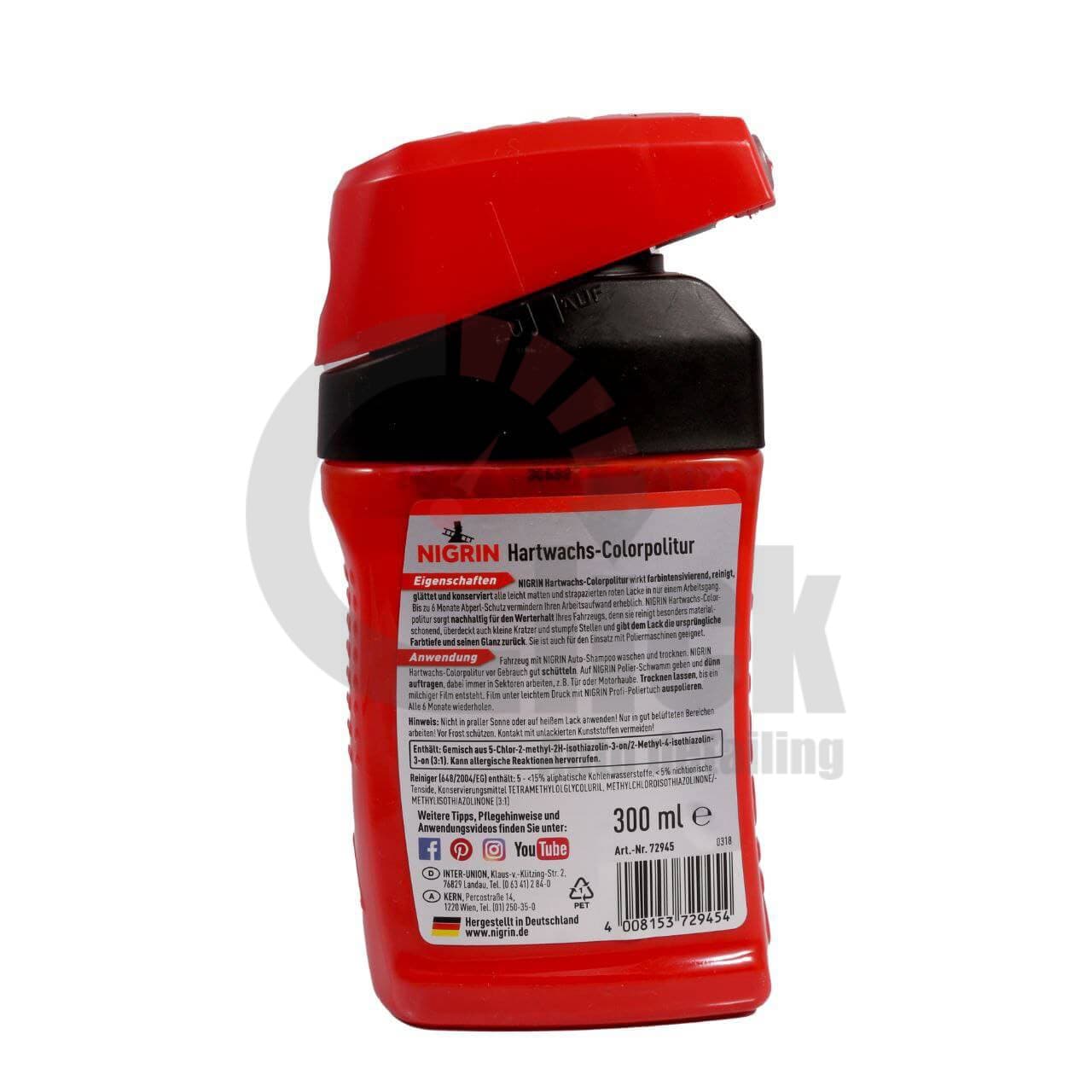 پولیش واکس همرنگ قرمز نیگرین Nigrin Polish & Wax Color Red — تصویر ۲