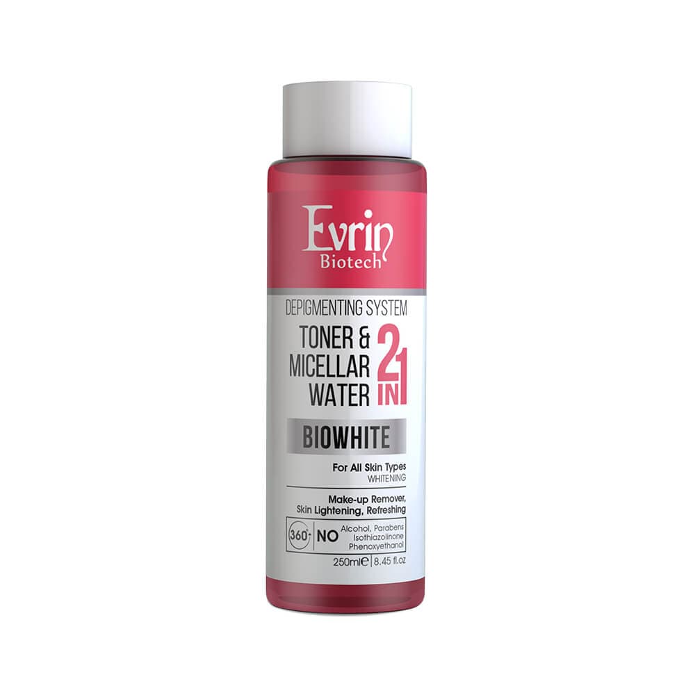 محلول پاک کننده آرایش و روشن کننده اورین بیوتک Biowhite حجم ۲۵۰ میلی لیتر | Evrin Biotech Biowhite TONER & MICELLAR WATER 250 Ml