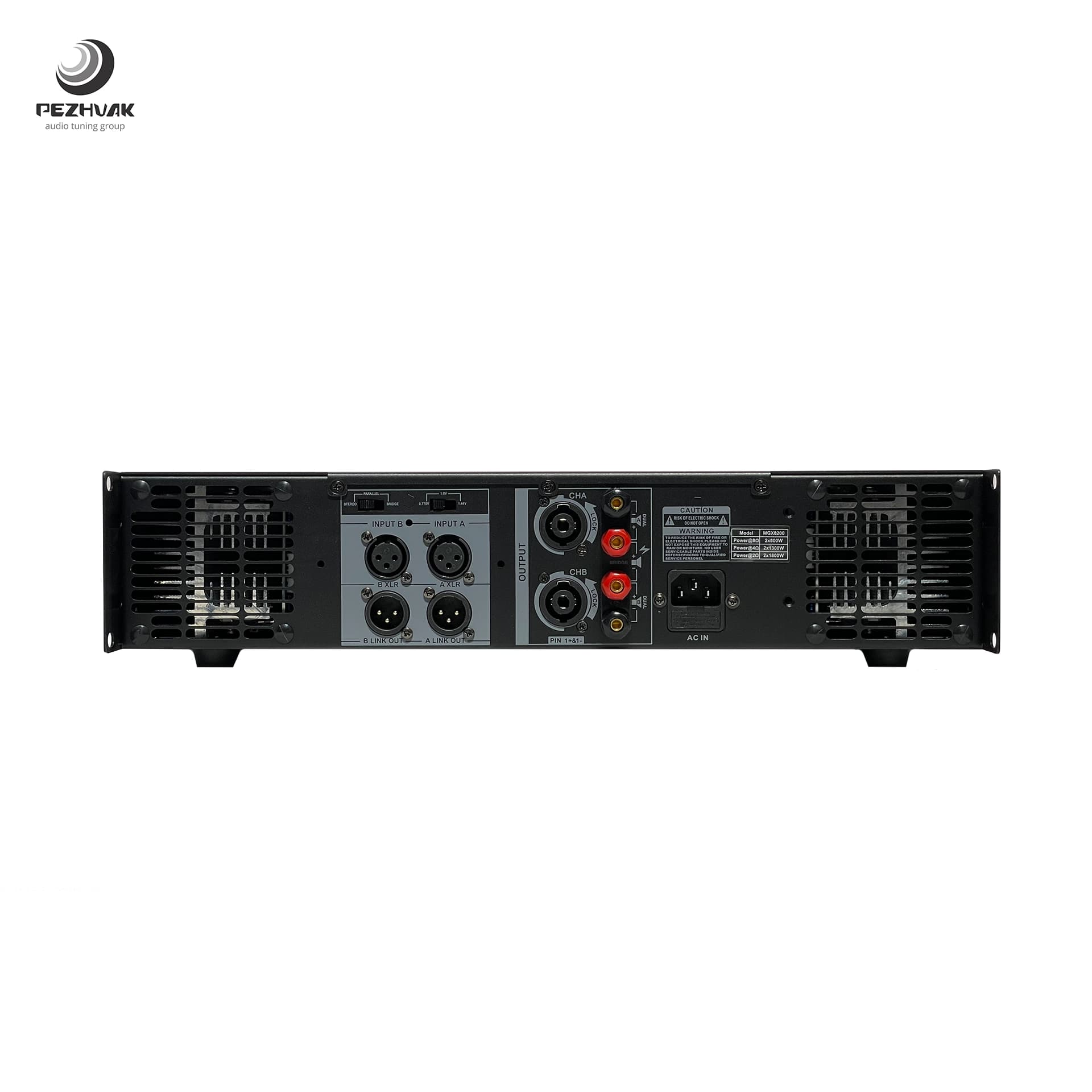 پاور آمپلی فایر اهمی دو کانال مدل MGX8200 برند RS — تصویر ۳