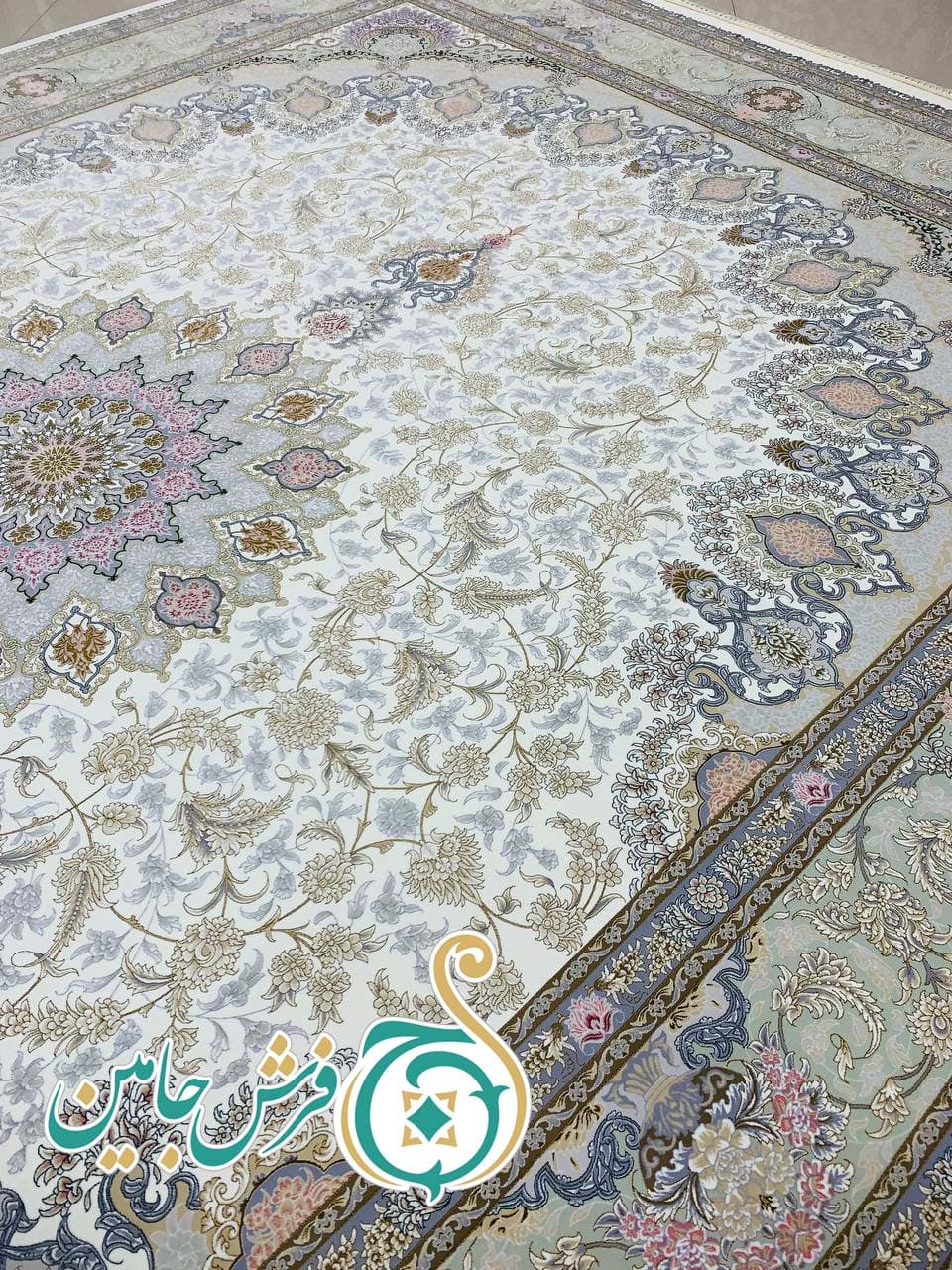 فرش 1700 شانه تراکم 5100 بدون برجستگی طرح ترنج کرم ده رنگ — تصویر ۶