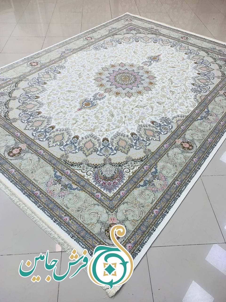 فرش 1700 شانه تراکم 5100 بدون برجستگی طرح ترنج کرم ده رنگ — تصویر ۴