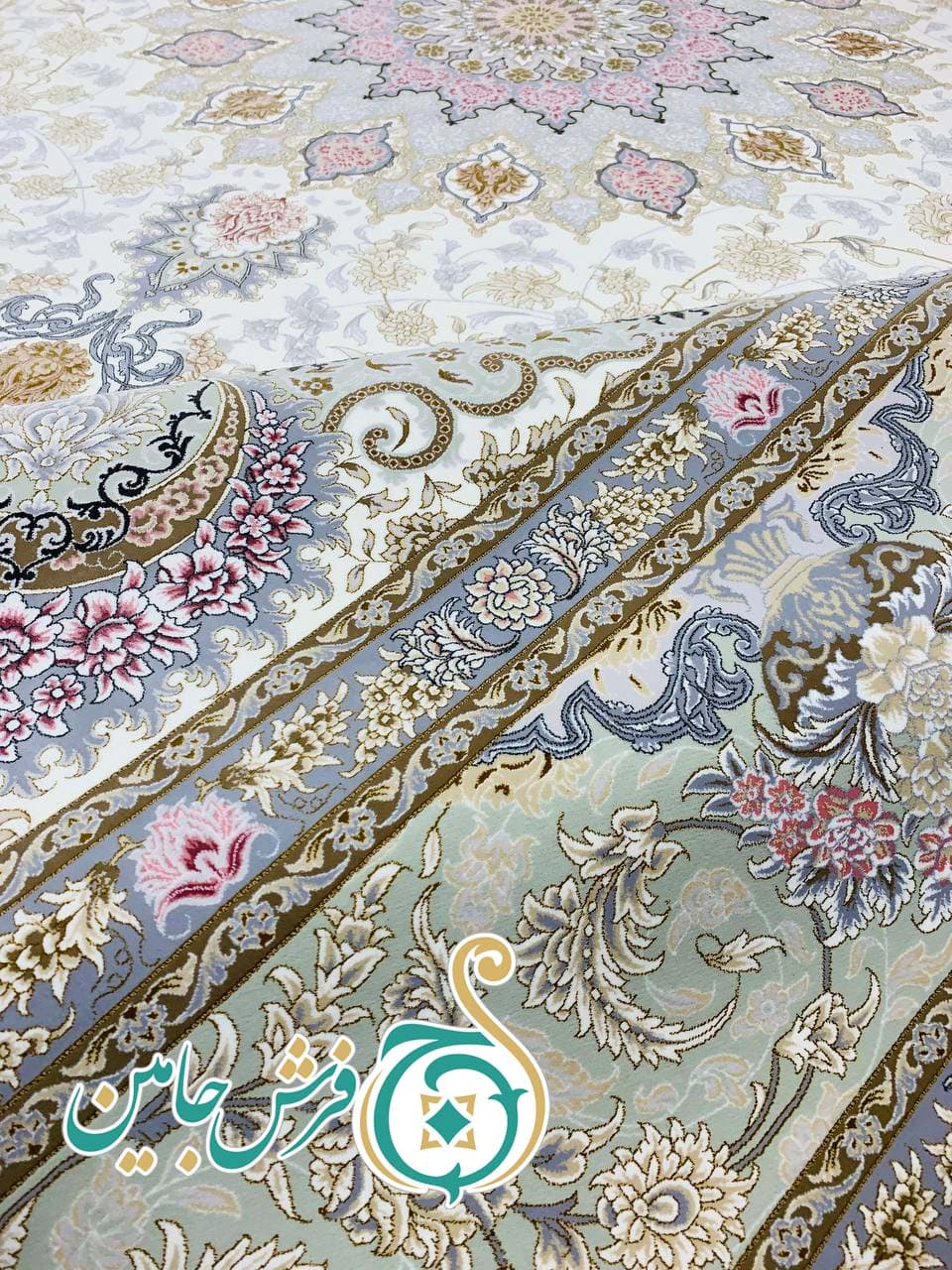 فرش 1700 شانه تراکم 5100 بدون برجستگی طرح ترنج کرم ده رنگ — تصویر ۲