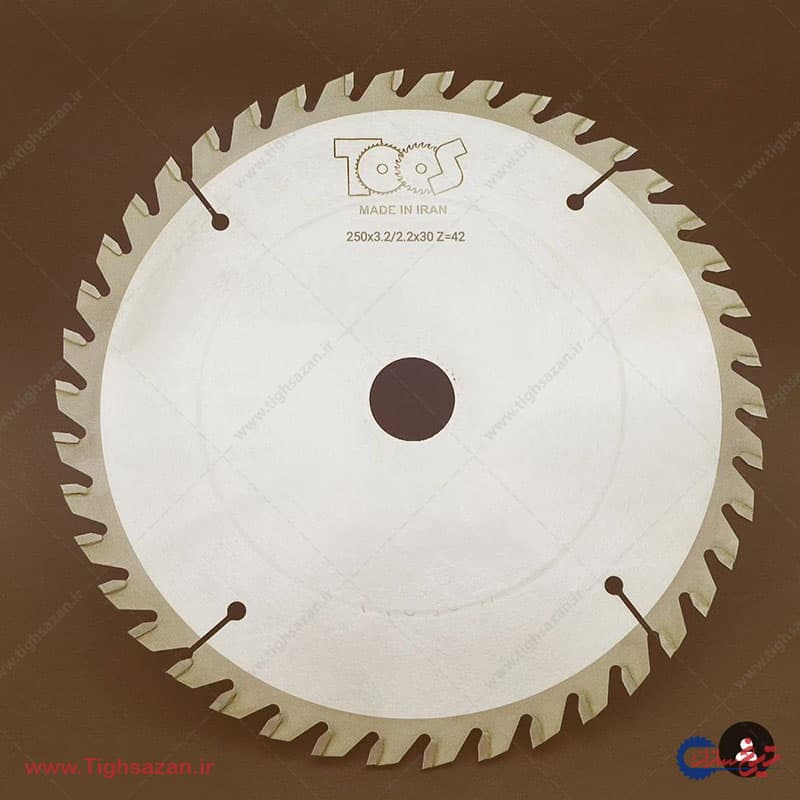 تیغ‌اره الماسه چوب‌بری برند توس (z=42) 250×3.2/2.2×30