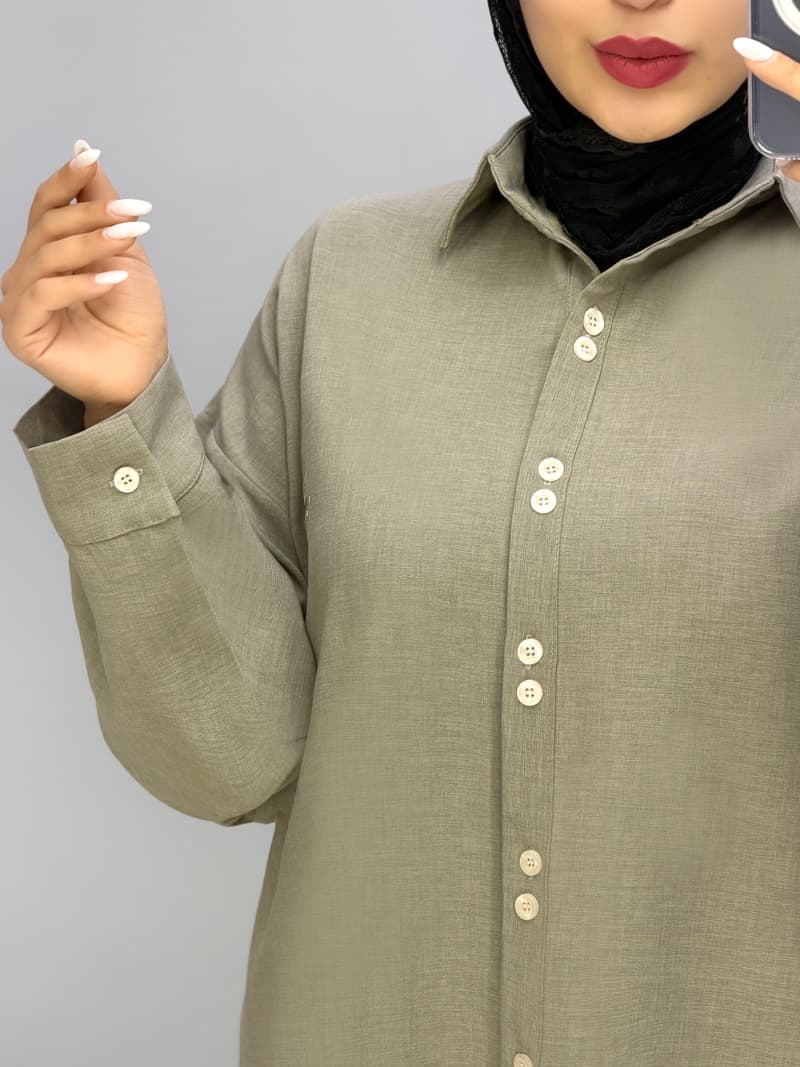 مانتو جلودکمه کرپ حنیسا کد 9571223 — تصویر ۸