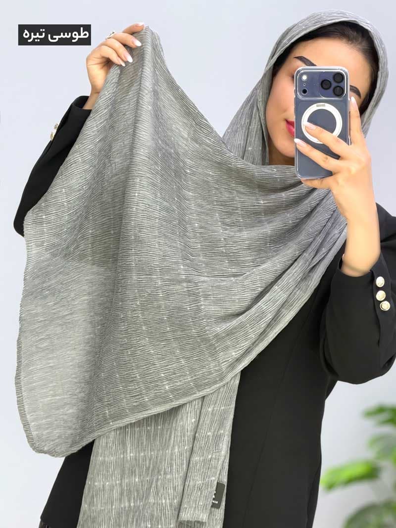 شال پلیسه وارداتی کهربا کد 12088 — تصویر ۵
