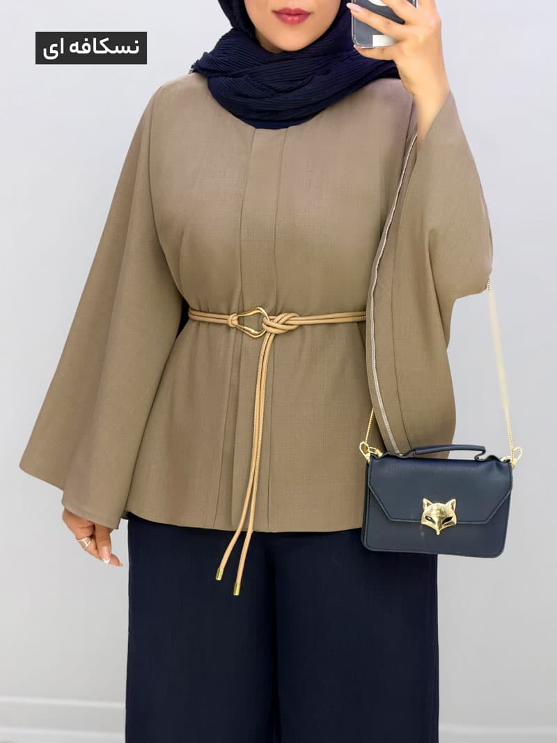 مانتو پانچ یقه گرد بزیاق ریحانا کد 329974 — تصویر ۹
