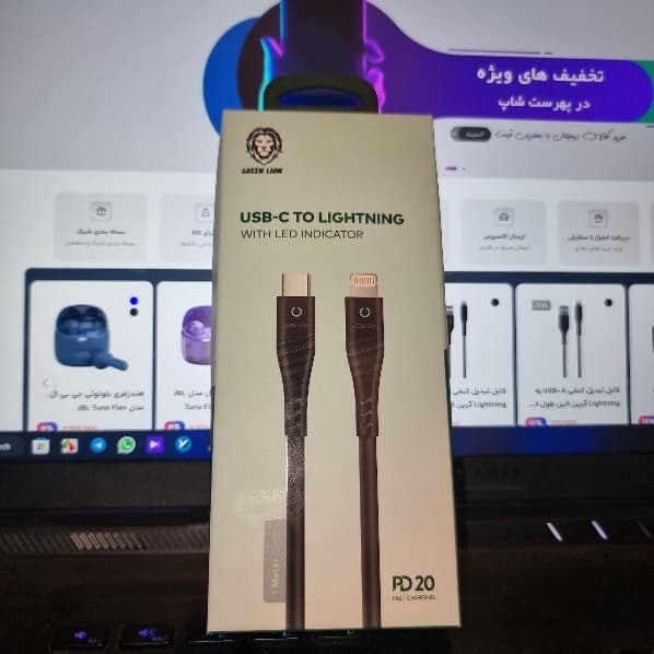 کابل شارژ LED دار Type-C به Lightning گرین لاین طول 1 متر (GNCCTCLTG1MBK) — تصویر ۸