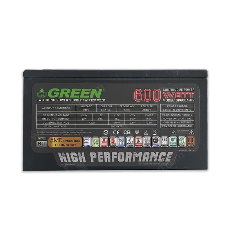 منبع تغذیه کامپیوتر گرین مدل GP600A-HP استوک — تصویر ۴