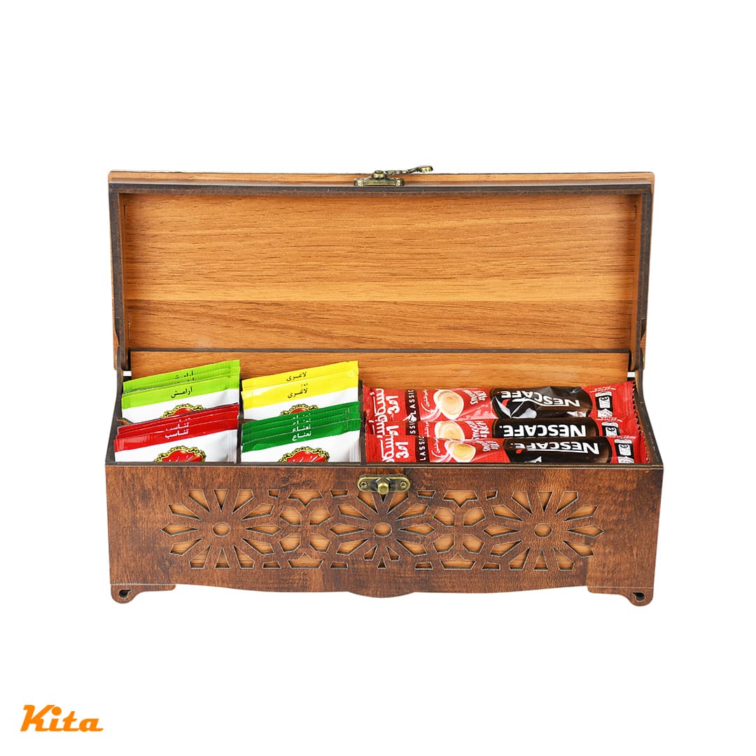 پک هدیه چوبی دمنوش و چای مدل آرمان