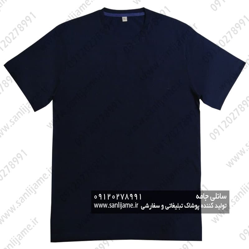 تیشرت ساده پنبه ای مردانه سرمه ای — تصویر ۴