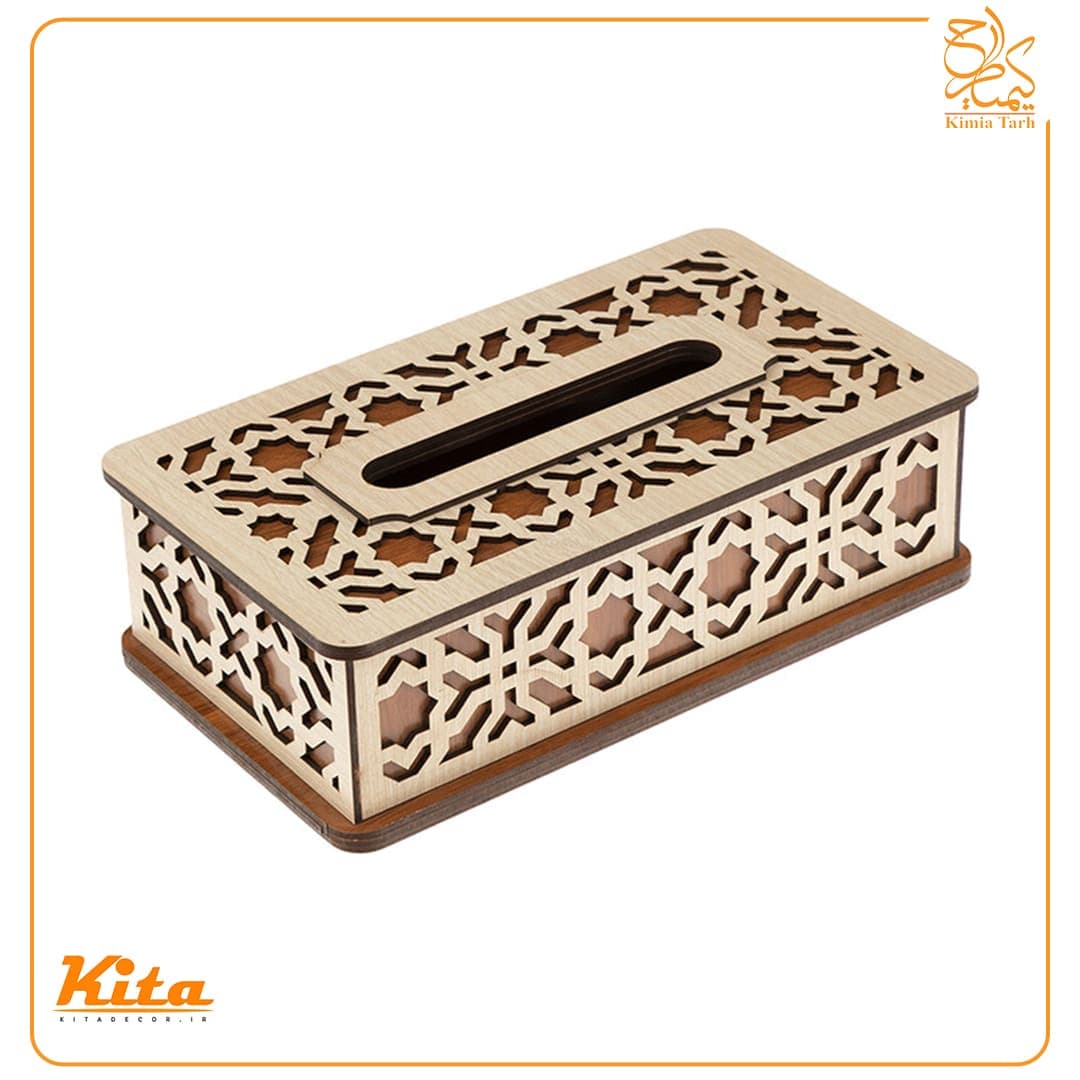 جا دستمال کاغذی چوبی مدل نگین کد BF 012-kG — تصویر ۲