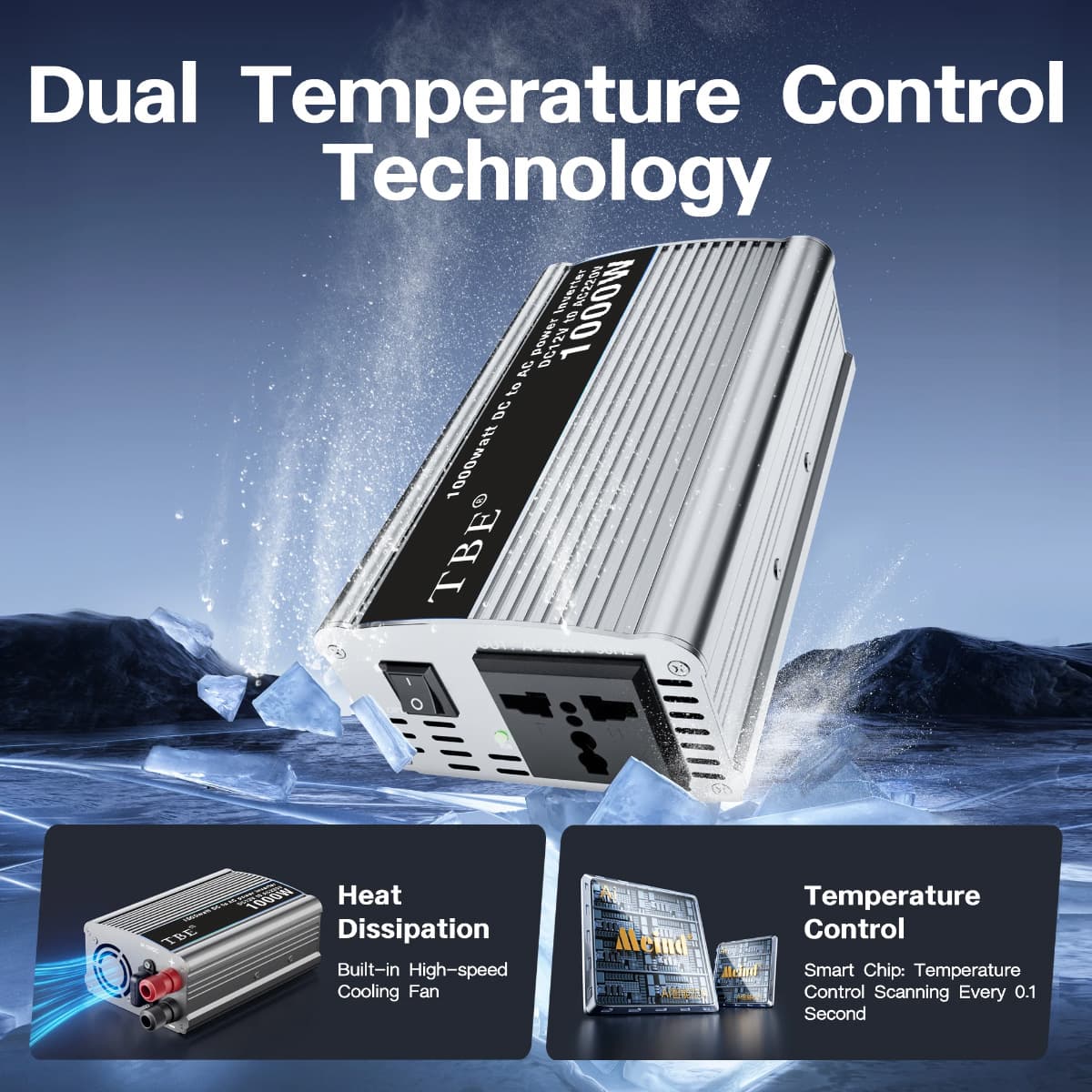 اینورتر و مبدل برق خودرو TBE – 1000w باخروجی برق 220v — تصویر ۲