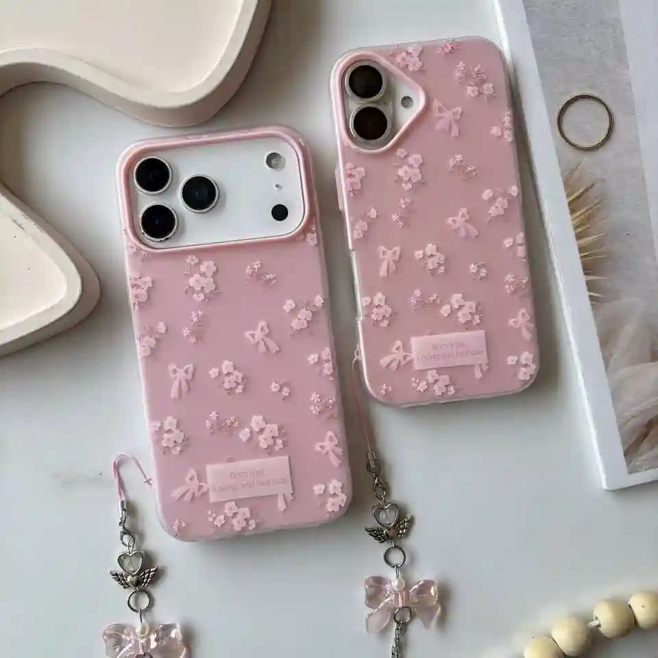 قاب دو تیکه مینیمال گل صورتی (بدون آویز) Iphone13/13pro/13promax/14promax/15promax — تصویر ۵