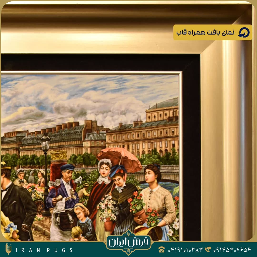 خرید تابلو فرش دستباف طرح بازار لندن گل فروش — تصویر ۱۱